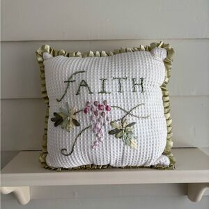 Embroidered Decorative Faith Pillow